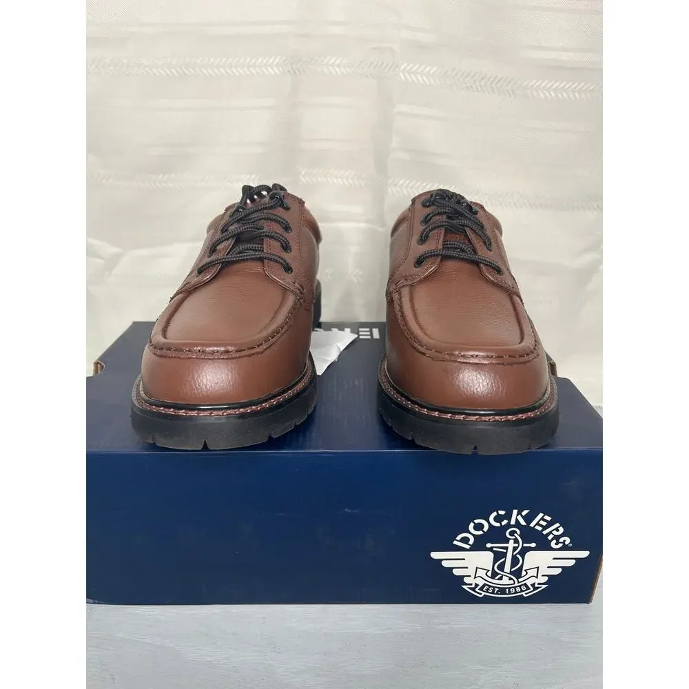 Dockers Glacier Men's Casual Leather Oxford Shoes Dark Tan Size 9.5 W Wide